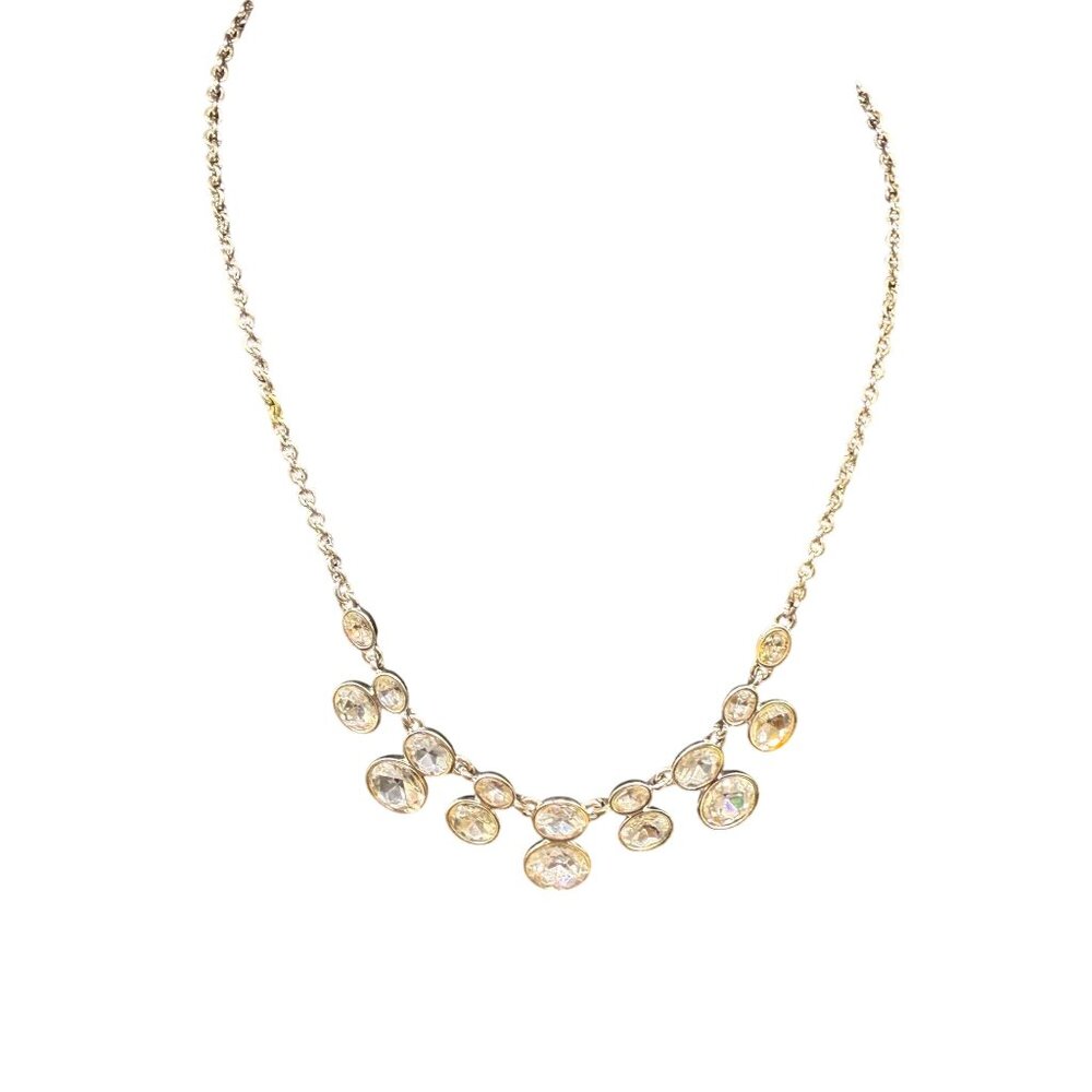 Clear Rhinestone Crystal Dangle Chain Statement Bib Choker Necklace